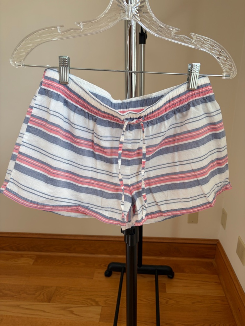 GAP Striped Lounge Shorts - White with Blue & Pink Stripes